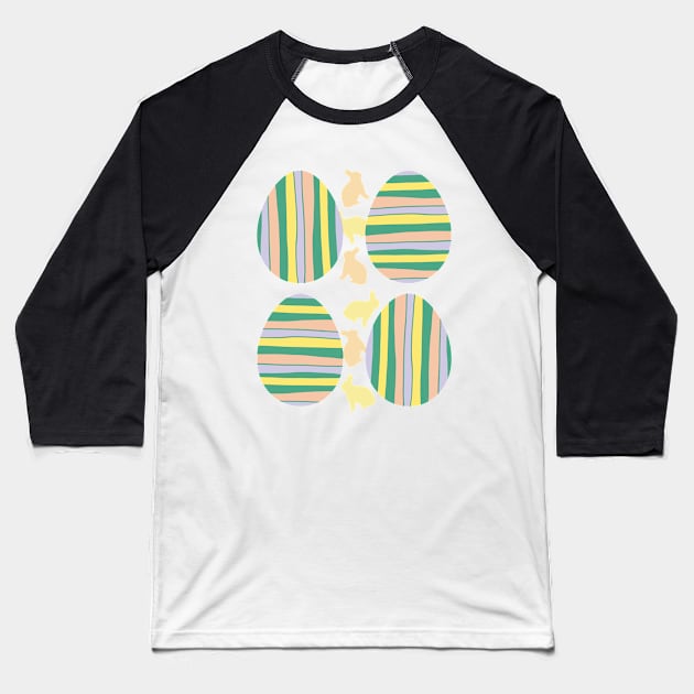 Striped Easter Eggs Baseball T-Shirt by MitaDreamDesign